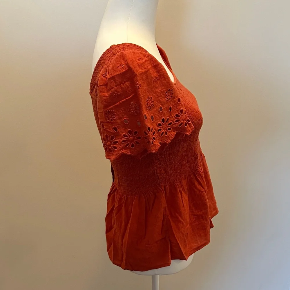 Madewell Peplum Button Smocked Blouse